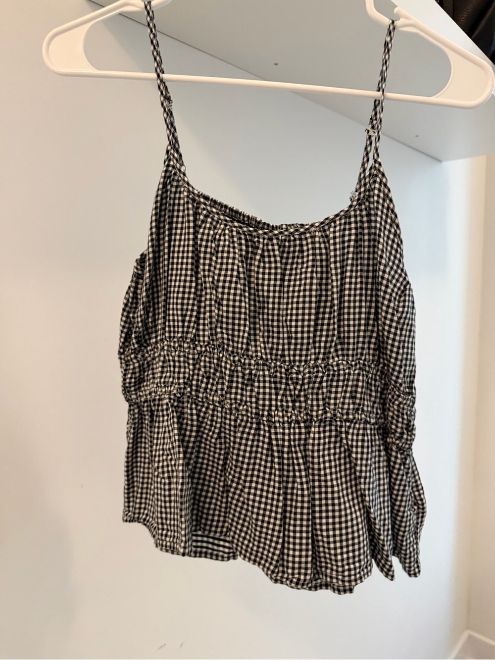GAP Black and White Gingham Spaghetti Strap Top